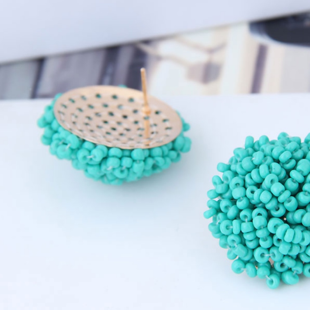 Janelle | White Beaded Statement Earrings - Picture 3 of 4